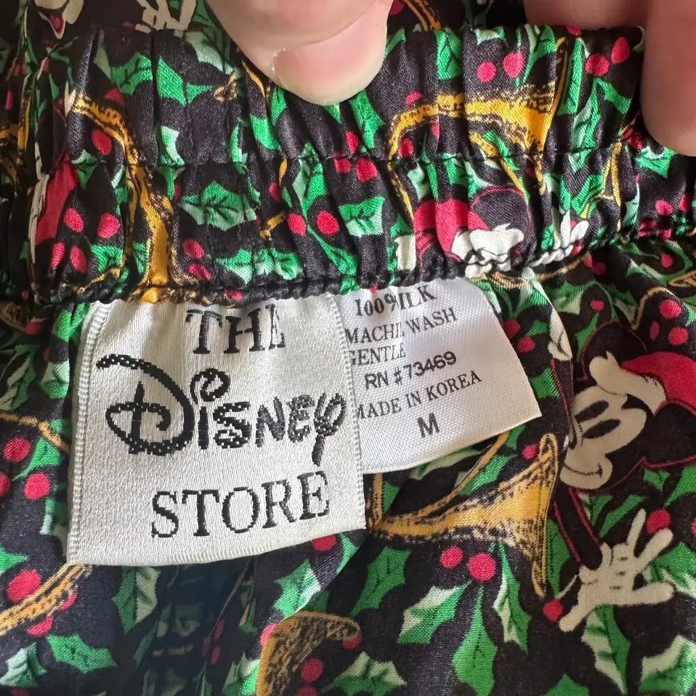 Vintage Disney Store Silk Boxer Shorts Size Medium Mickey Mouse Holly Christmas